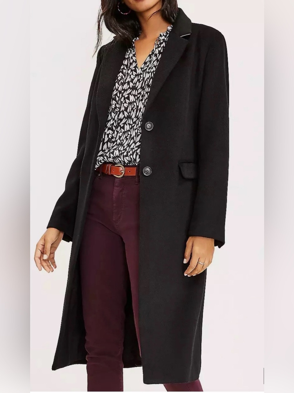 NEW ANN TAYLOR LOFT BLACK TWO BUTTON COAT SZ XS